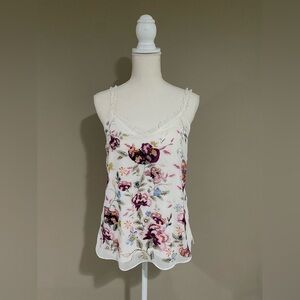 WHBM Embroidered/LaceSpaghetti Strap Top